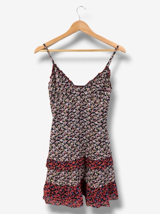 Jack Wills Dresses & Skirts - Jack Wills Floral Mini Dress Size 4 Black Red Ruffle Festival Boho Western